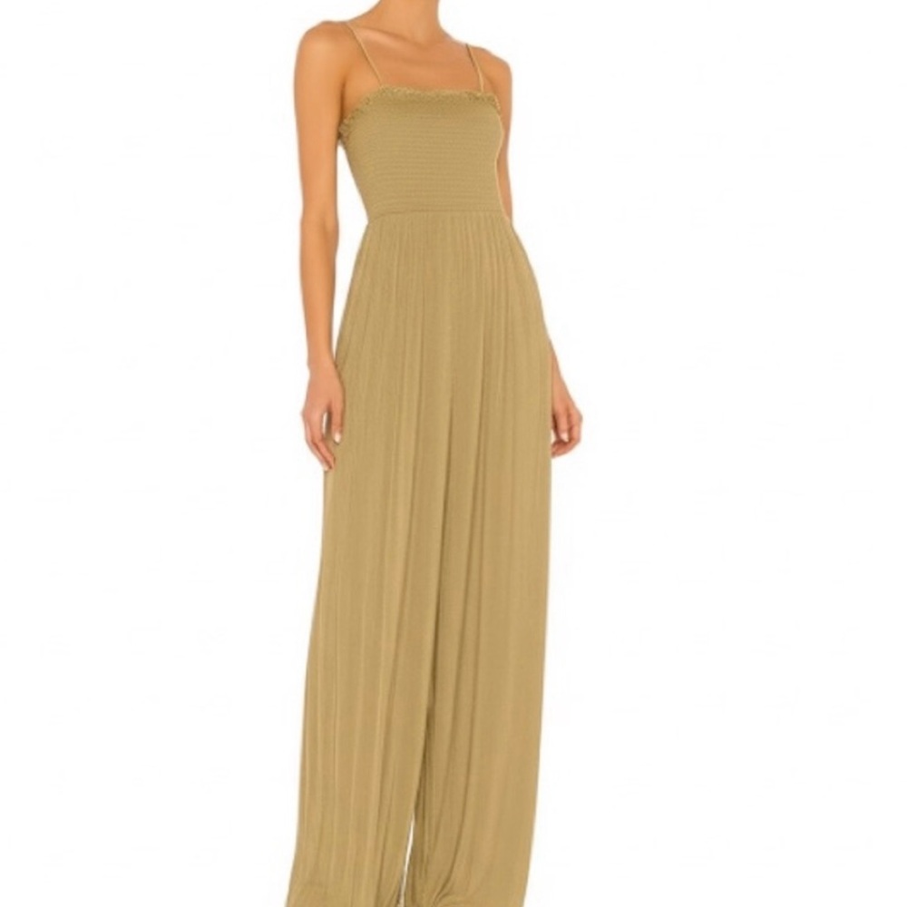 Yellow glitter smocked jumpsuit occasion - wedding